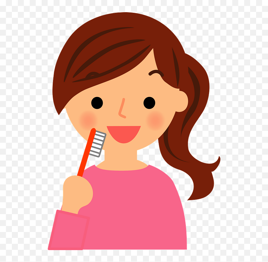 Woman Using Toothbrush Clipart Free Download Transparent - Girl With Toothbrush Clipart Emoji,Toothbrush Clipart