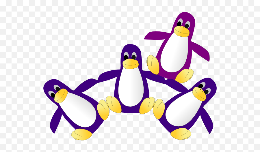 Four Purple Penguins Clip Art At Clker - Purple Penguins Emoji,Penguins Clipart