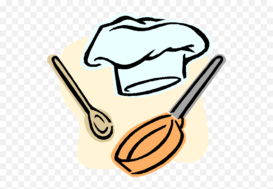 Cartoon Chef Hat And Utensils - Soup Spoon Emoji,Chef Hat Clipart
