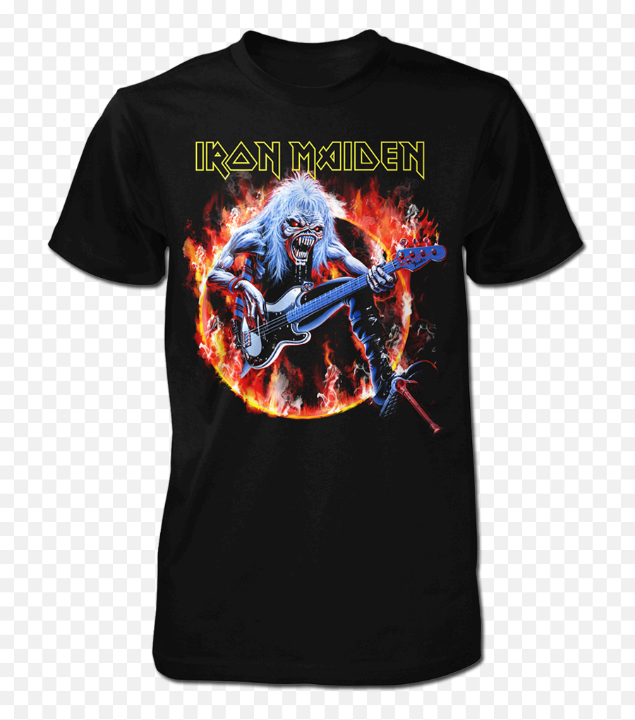 Iron Maiden Fear Live Flames Steve Harris Eddie Licensed Tee T - Shirt Men Iron Maiden Fear Live Flames Emoji,Iron Maiden Logo