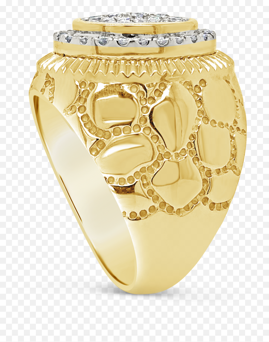 Diamond Nugget Ring 1 Ctw Round Cut 10k Yellow Gold U2013 Exotic Emoji,Gold Nugget Png