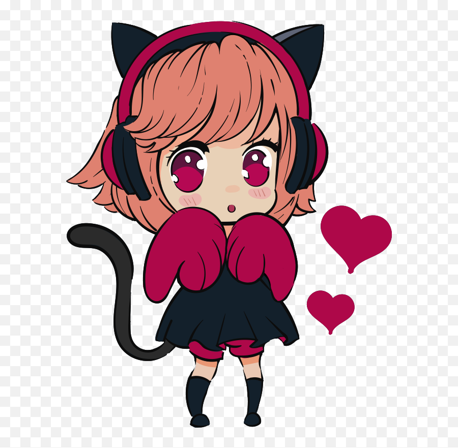 Anime Girl In Cat Hat Cartoon Wall Decal Emoji,Anime Girl Clipart