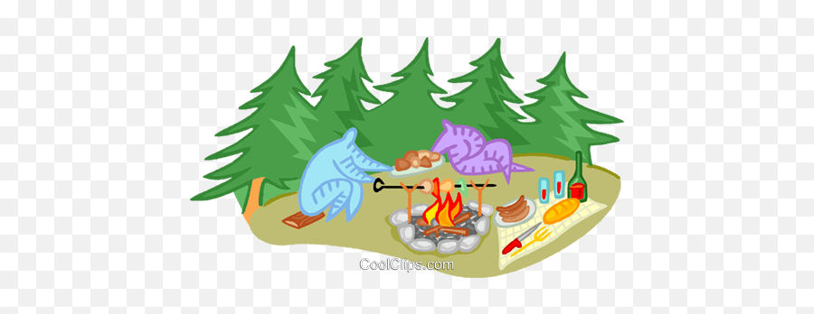 Camping Cooking A Meal On A Campfire Royalty Free Vector Emoji,Free Campfire Clipart
