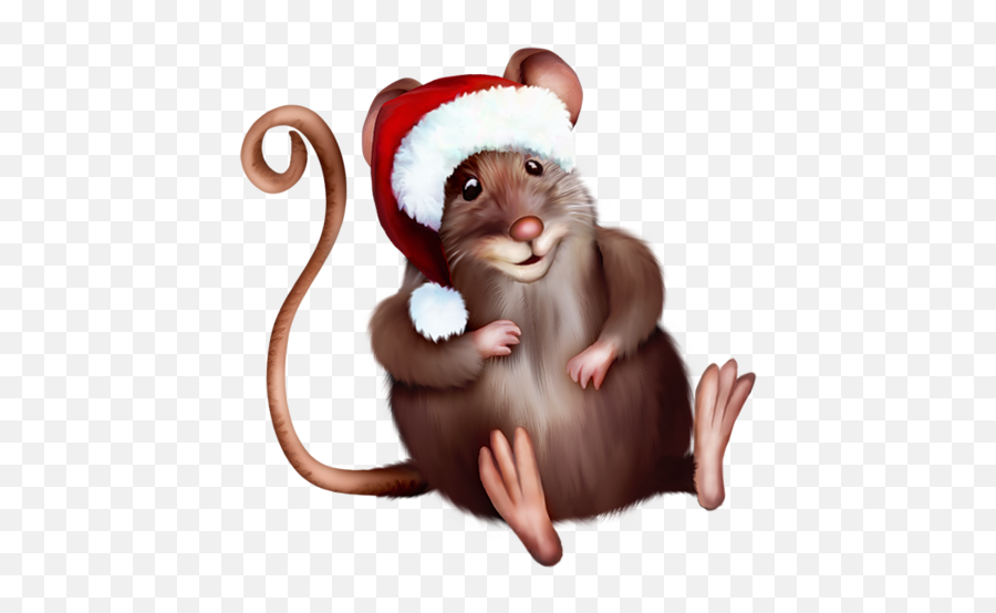 Christmas Rudolph With Santa Hat Transparent Clip Art Image - Mouse In Santa Hat Emoji,Santa Hat Transparent