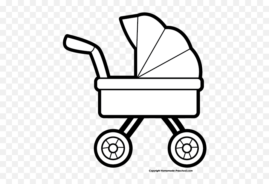 Baby Shower Clipart - Baby Stroller Black And White Emoji,Crib Clipart