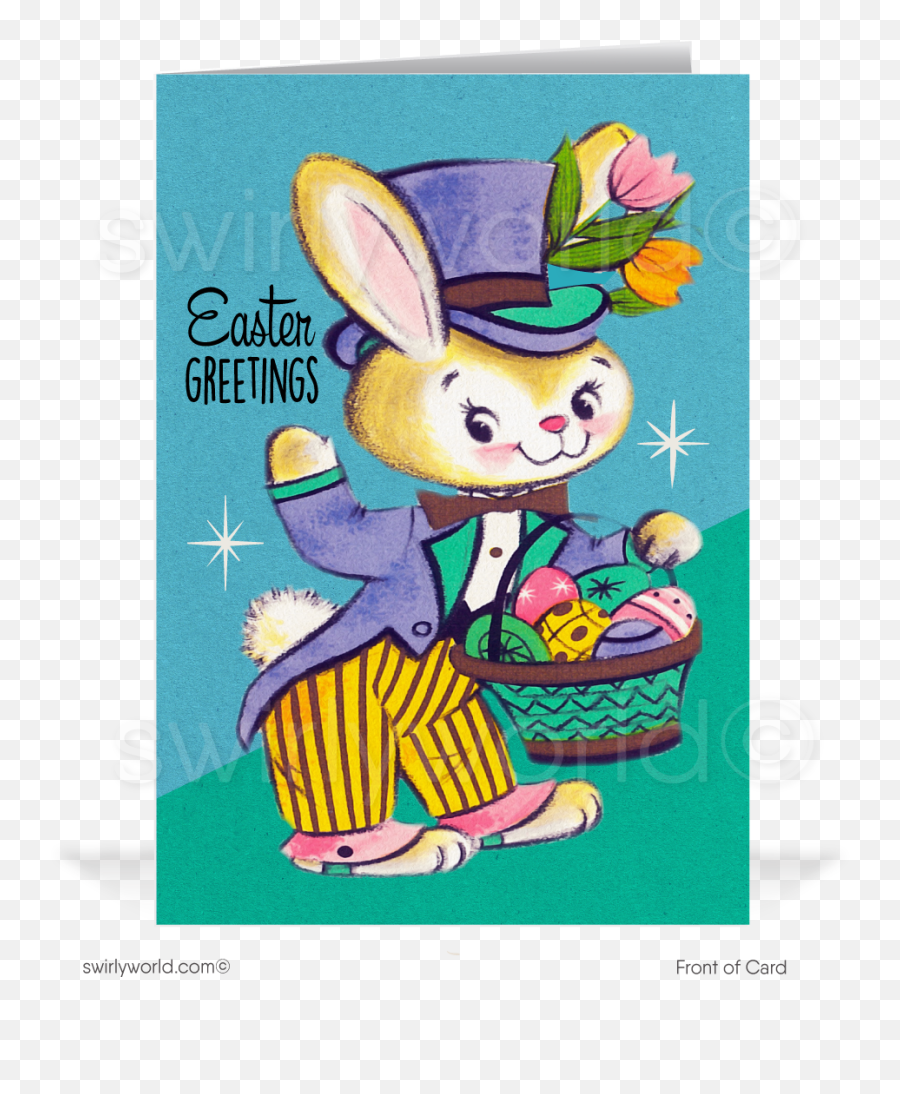 1950s Vintage Bunny Retro Happy Easter Emoji,Easter Blessings Clipart