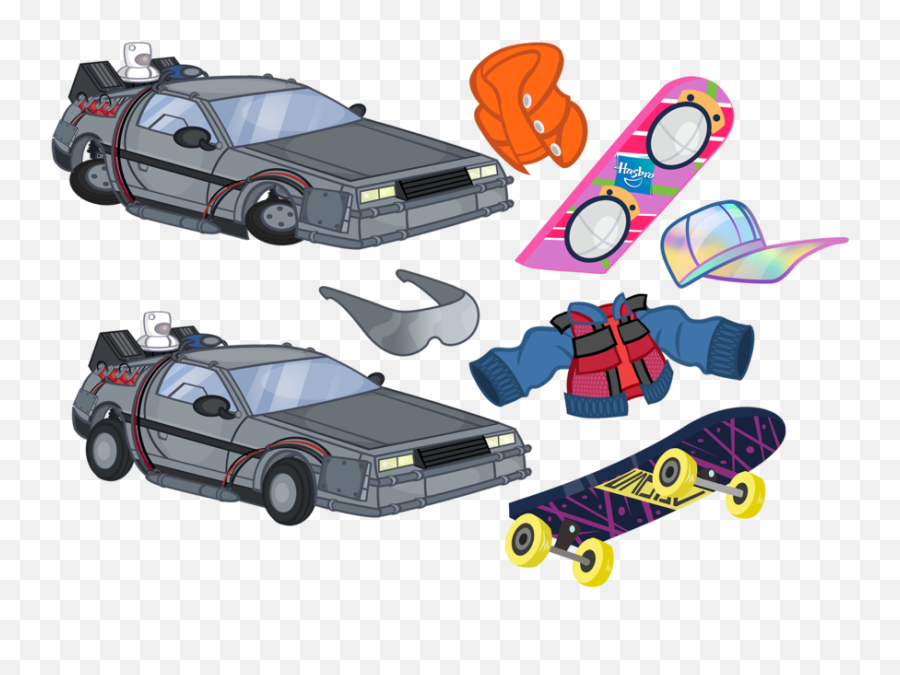 Back To The Future Delorean Clipart - Back To The Future Hoverboard Back To The Future Vector Art Emoji,Future Clipart