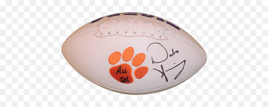 Dabo Swinney Autographed Clemson Tigers Logo Football W All In - Jsa Signed Clemson Football Dabo Emoji,Clemson Logo