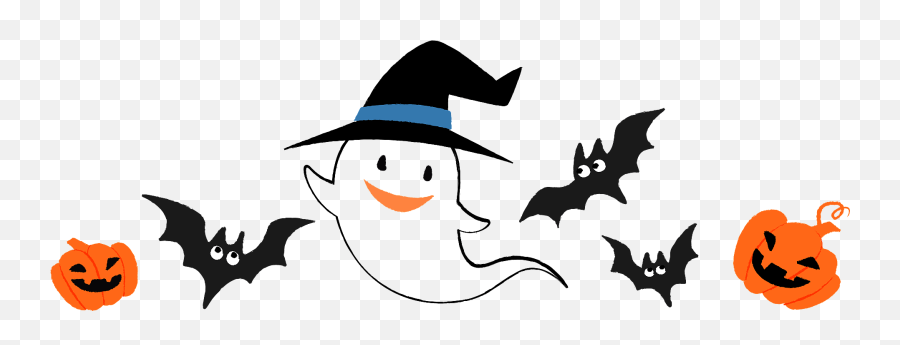 Ghost Bats And Jack - Witch Hat Emoji,Jack O Lantern Clipart Black And White