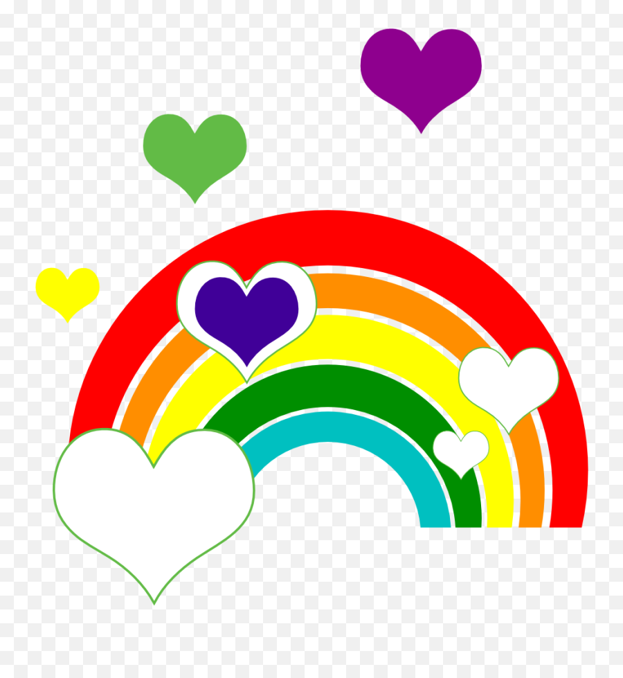 Clipart Of The Rainbow And Hearts Free - Clipart Heart And Rainbow Emoji,Plus Sign Clipart