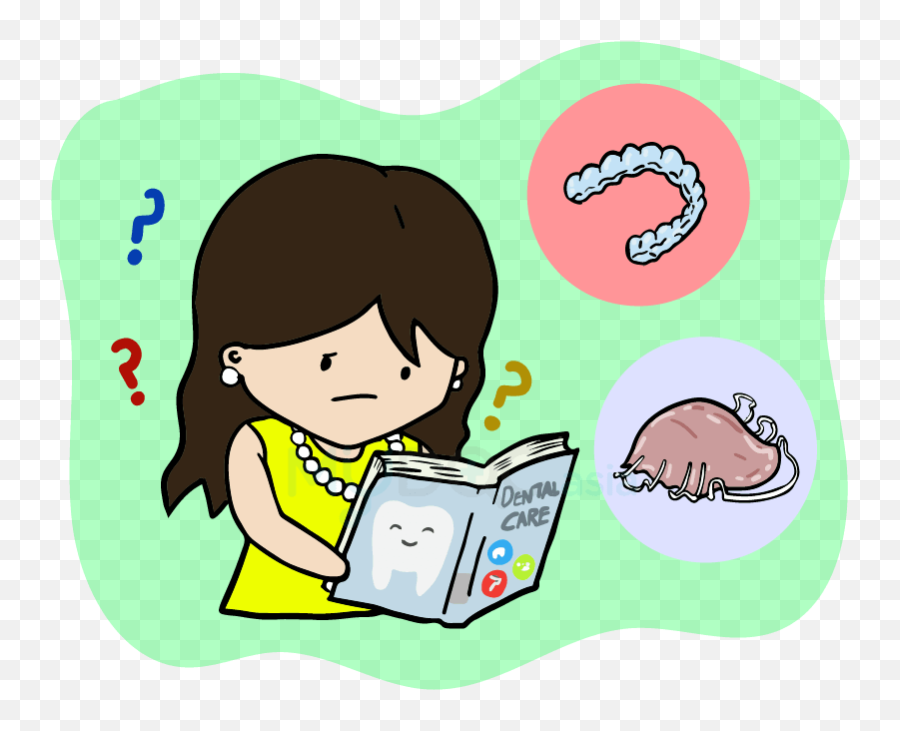 Lisa Confused With The Options For Orthodontic Treatments - Retainer Orthodontics Png Cartoon Emoji,Braces Clipart