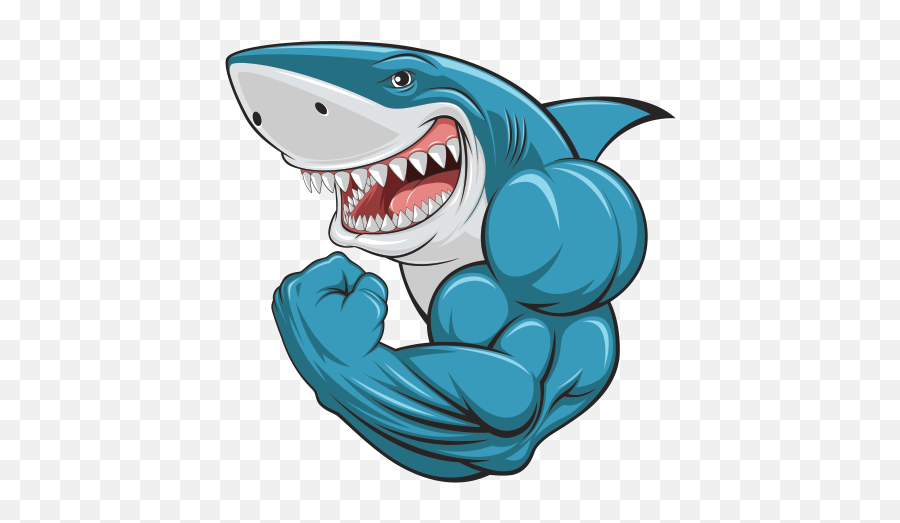 Printed Vinyl Tough Muscle Gym Shark - Shark Cartoon Emoji,Gymshark Logo