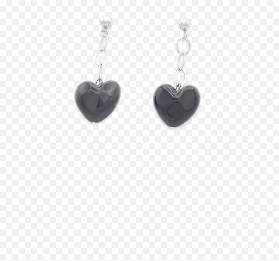Murano Glass Black Heart Drop Earrings - Solid Emoji,Black Heart Png