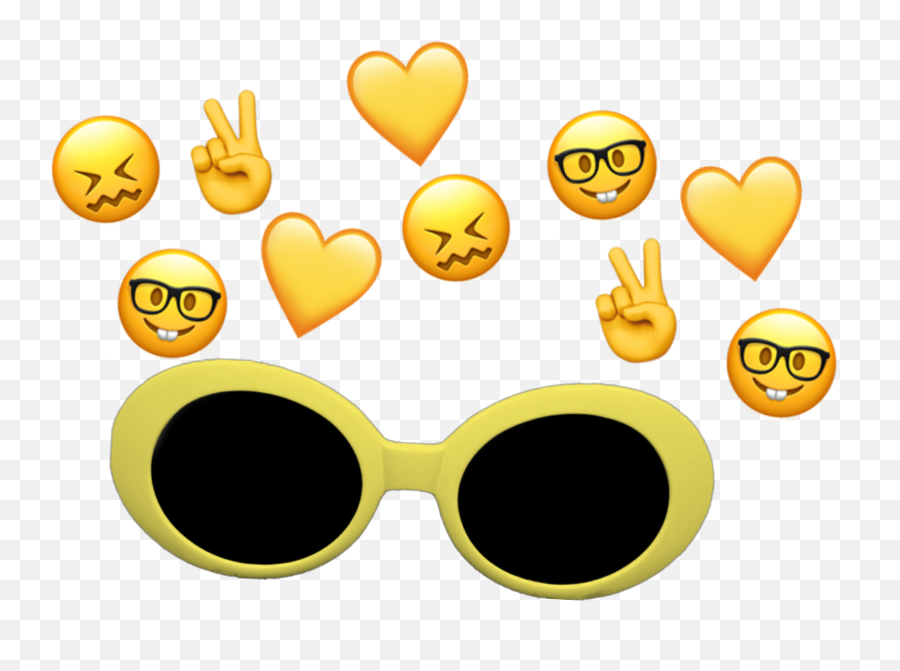 Cloutgoggles Yellow Clout Sticker - Clout Goggles With Hearts Snapchat Filter Emoji,Clout Goggles Png