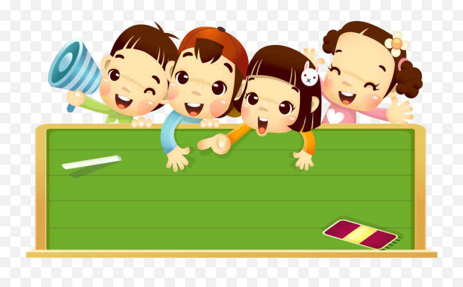 Download School Blackboard Learn Cartoon Child Children - Classroom Blackboard Clipart Emoji,Children Png