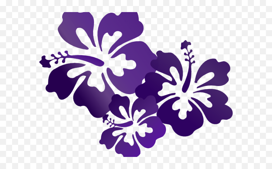 Hibiscus Flowers Clip Art At Clker - Purple Flowers Cartoon Transparent Emoji,Hawaiian Flower Clipart