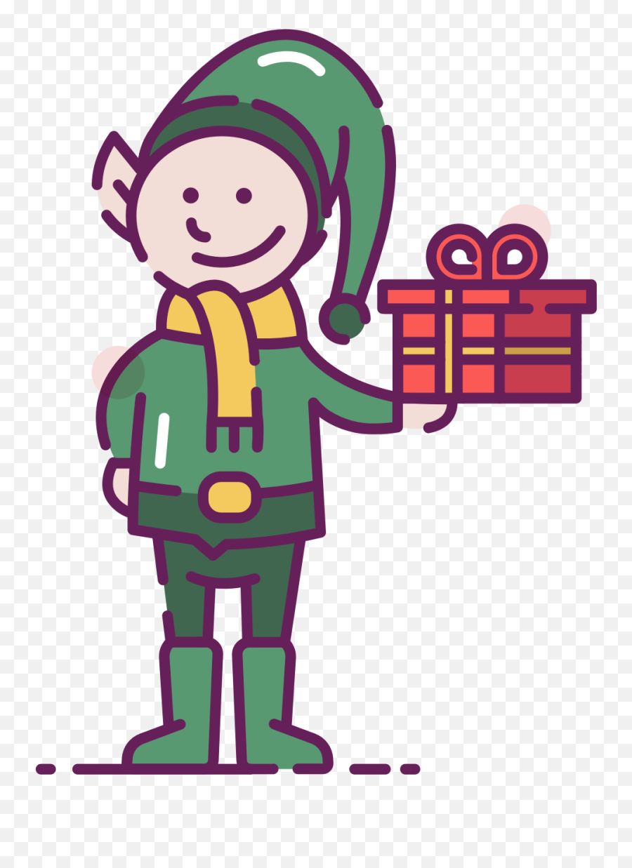 Santau0027s Elf Holding A Gift Clip Art Free U2013 Christmas Hq Emoji,Santa Face Clipart