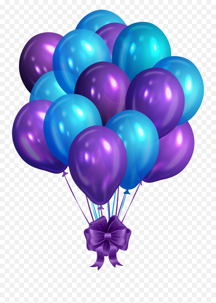 Blue Bunch Of Balloons Clip Art Png - Happy Birthday Purple And Blue Balloons Emoji,Blue Balloons Png