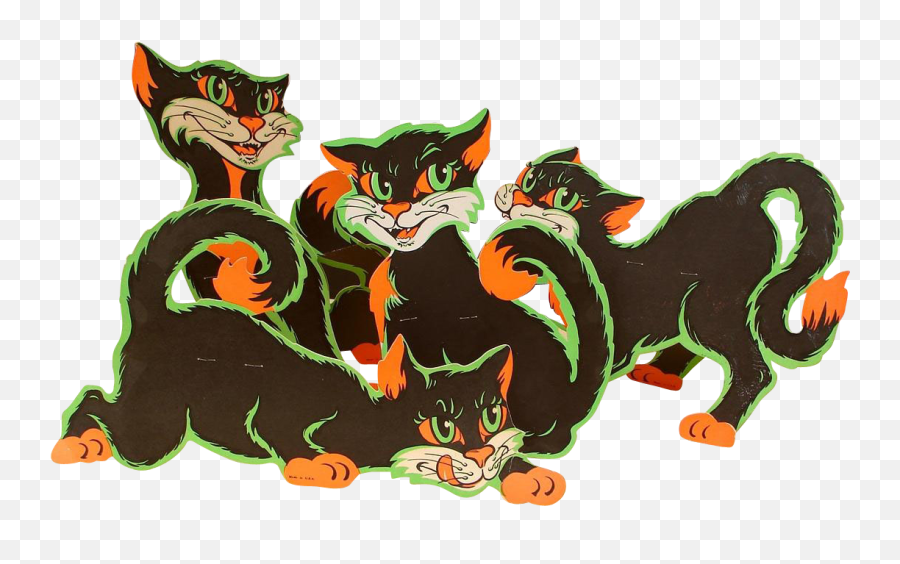 Large Halloween Die Cut Cat Stand Ups Clipart - Full Size Animal Figure Emoji,Vintage Halloween Clipart