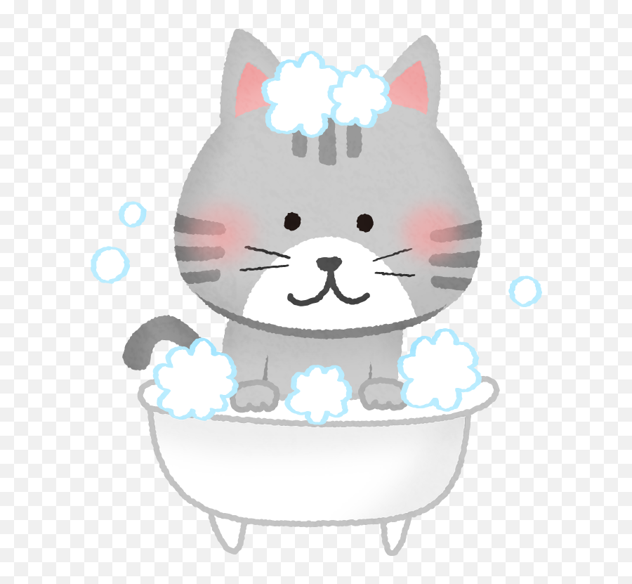 Cat Taking A Bath Free Clipart Illustrations - Japaclip Emoji,Bath Time Clipart