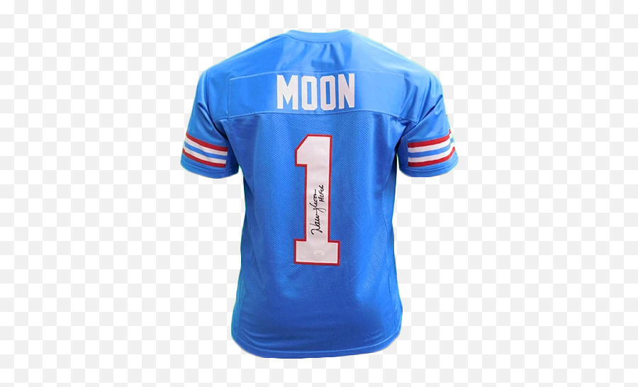 Jsa Coa Warren Moon Hof Autographed - Short Sleeve Emoji,Houston Oilers Logo