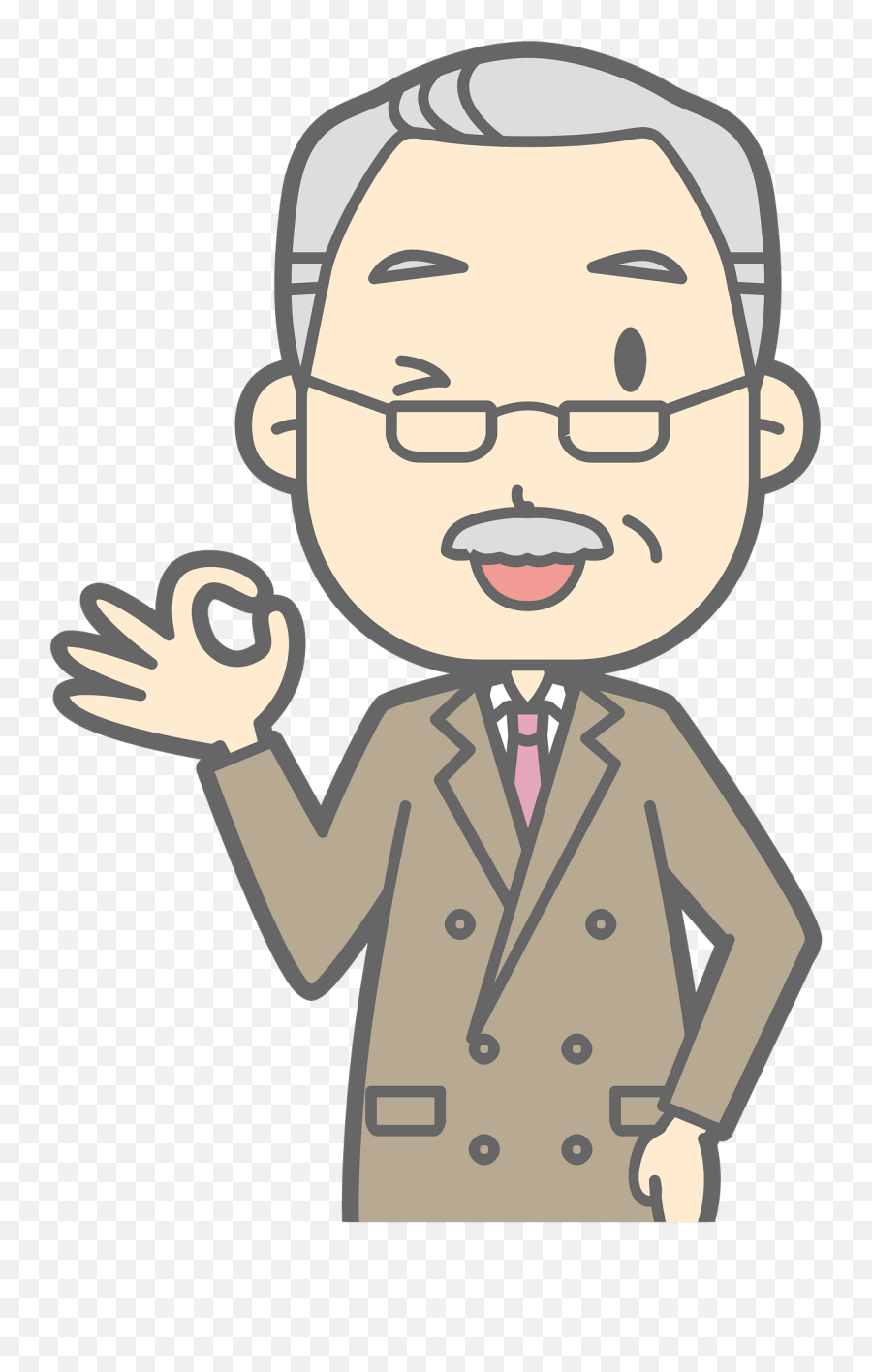 Old Man With Ok Gesture Clipart - Winking Cartoon Old Man Emoji,Old Man Clipart