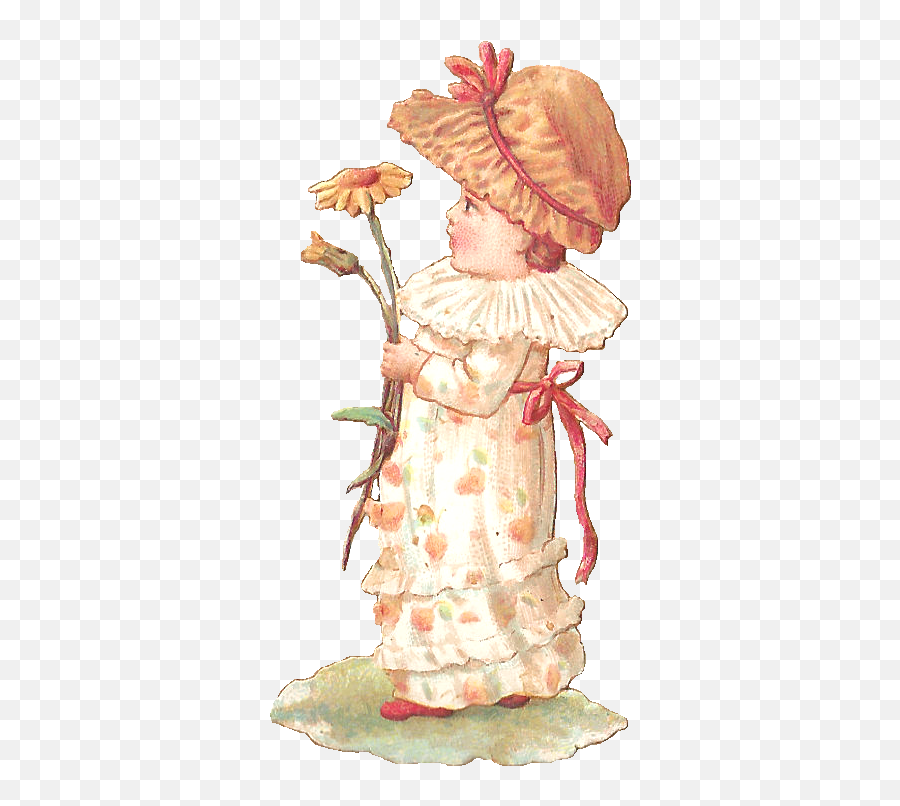 Girl Digital Vintage Clip Art Flowers - Victorian Daisy Clipart Free Emoji,Fashion Clipart