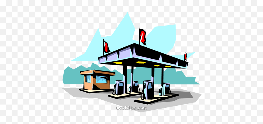 Gas Station Royalty Free Vector Clip Art Illustration - Gas Station Clipart Emoji,Gas Clipart
