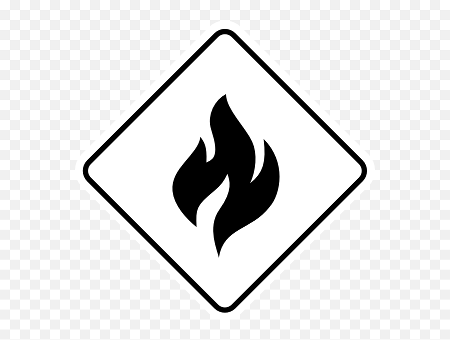 Fire Hazard Clip Art At Clker - Fire Warning Sign Transparent Background Emoji,Fire Clipart Black And White