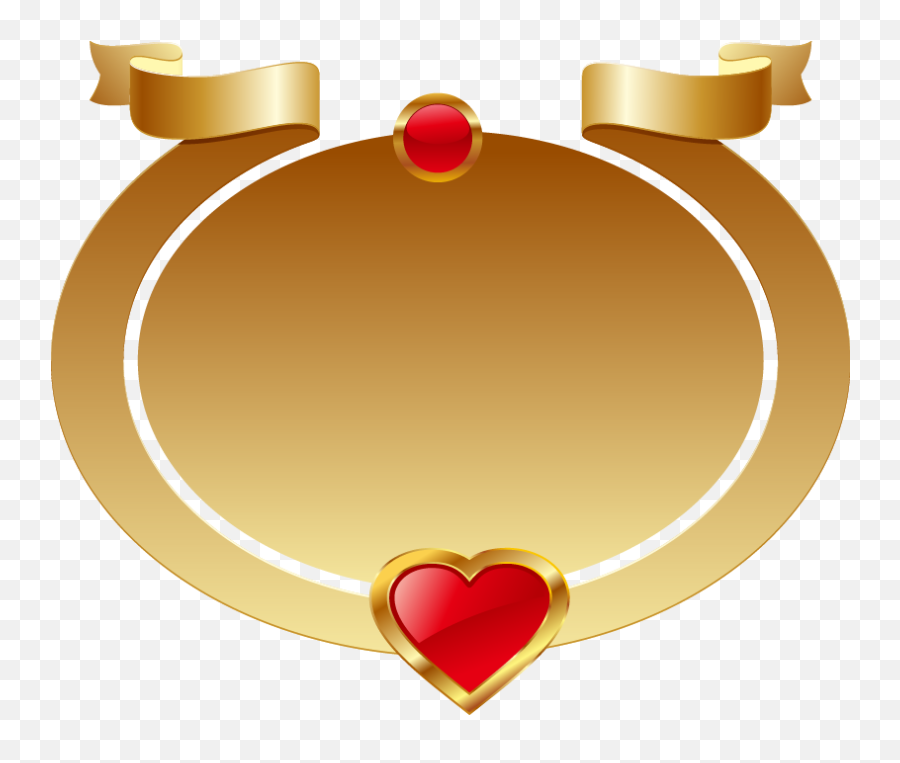 Gold Oval Frame Red Heart - Shaped Ribbon Png Frame Rebben Oval Shape Frame Png Emoji,Red Oval Png