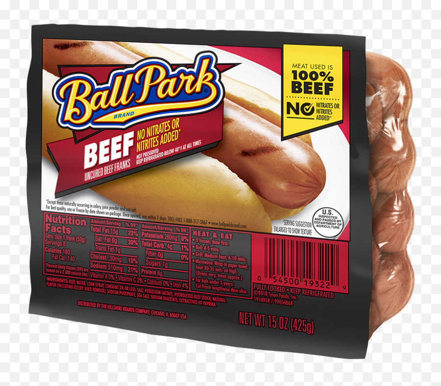 Beef Hot Dogs Ball Park Brand - Ball Park Hot Dogs Emoji,Transparent Hot Dog