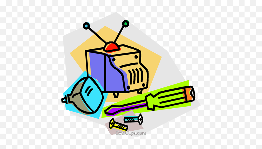 Television Repair Royalty Free Vector Clip Art Illustration - Vetor Conserto De Tv Png Emoji,Clipart Tvs