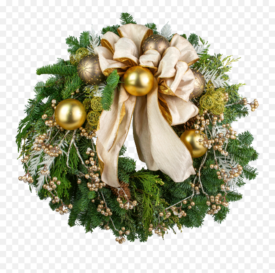Holiday Gold Wreath Designed Emoji,Holiday Wreath Png