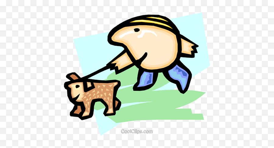Walking The Dog - Cartoon Royalty Free Vector Clip Art Emoji,Dog Walking Clipart