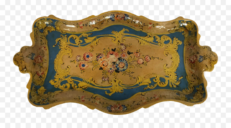 Vintage Paper Mache Japanned Lacquer Scalloped Tray Emoji,Vintage Paper Png