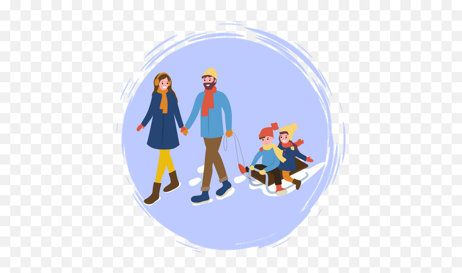 Best Premium Family Enjoying Winter Trip Illustration Emoji,Snowmobile Clipart