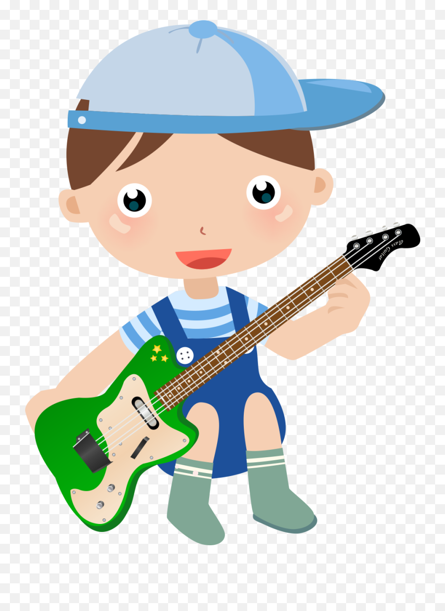 Download Boy Little Cartoon Guitar - Menino Tocando Guitarra Png Emoji,Children Playing Clipart