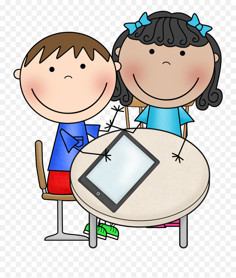 Twin Sisters Speech Language Therapy - Children Using Ipad Clipart Emoji,Speech Clipart