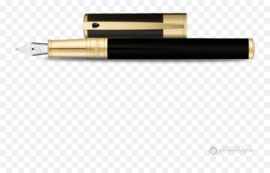 S T Dupont D - Initial Fountain Pen Gold Trim Black In Emoji,Gold Trim Png