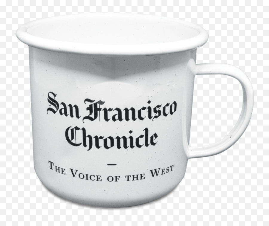 Voice Of The West Enamel Campfire Mug - San Francisco Chronicle Emoji,Sf49ers Logo