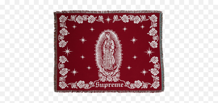Supreme Virgin Mary Blanket Black Fw18 2018 Accessory Red - Supreme Virgin Mary Blanket Emoji,Cdg Logo