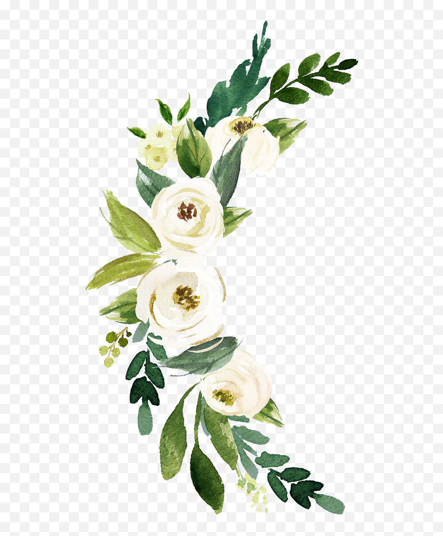 Buy Crescent Watercolor Flowers - Flower Temporary Tattoos Emoji,Watercolor Flower Png