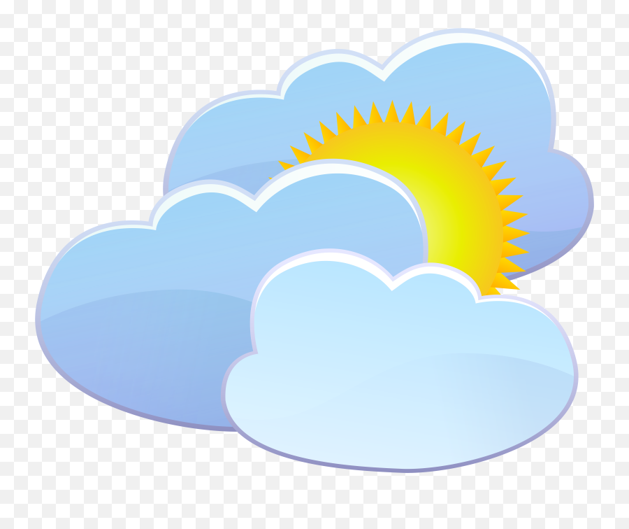 Three Clouds And Sun Weather Icon Png - Art Emoji,Weather Png