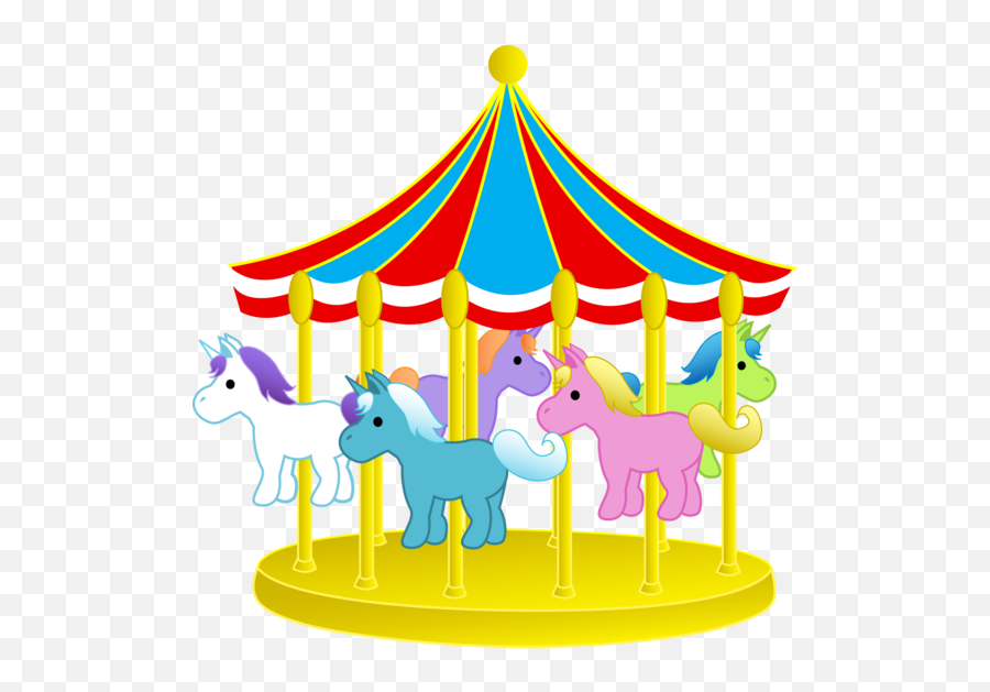 Cute Carnival Carousel With Ponies - Free Clip Art Free Carousel Clipart Emoji,Pretty Clipart
