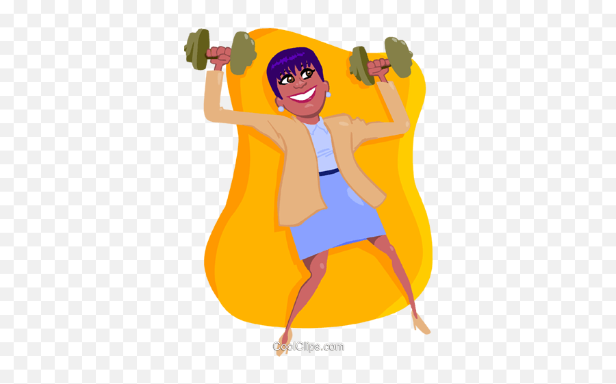 Business Woman Lifting Weights Royalty Free Vector Clip Art - Dumbbell Emoji,Lifting Weights Clipart