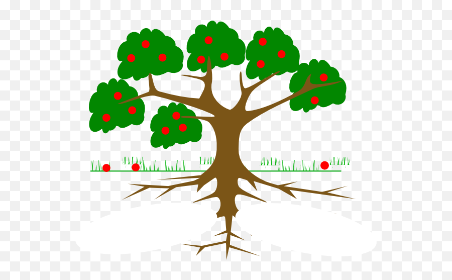 Family Tree Roots Clip Art - Cartoon Fruit Tree With Roots Emoji,Family Tree Clipart