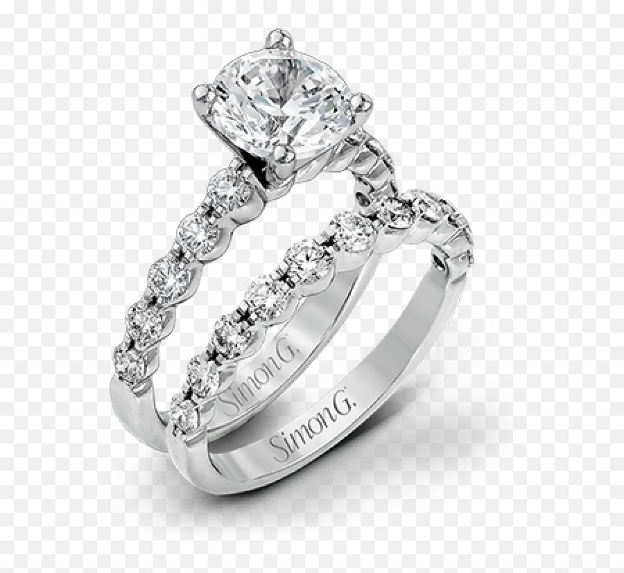 18k White Gold With White Diamonds Mr1907 - Wedding Set Emoji,White Diamond Png