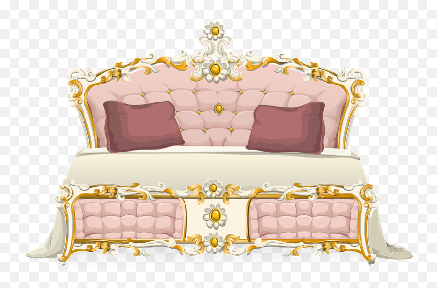 Baroque Pink Bed Clipart - Pink Princess Bed Clipart Png Emoji,Bed Clipart
