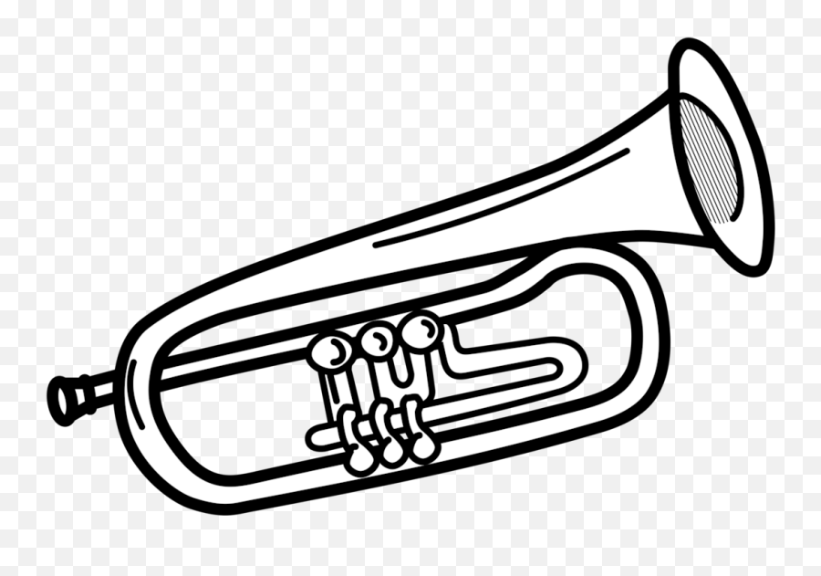 Lineart - Trumpet Clipart Black And White Emoji,Trumpet Png