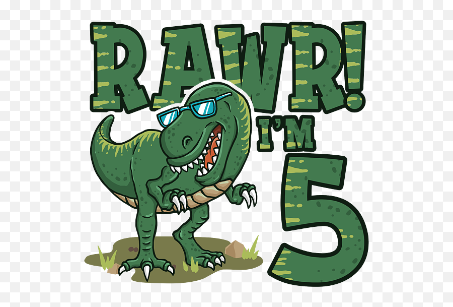Rawr Im 5 Dinosaur Birthday For Boys Portable Battery Charger - 5th Birthday Dinosaur Number 5 Emoji,Bob Ross Clipart